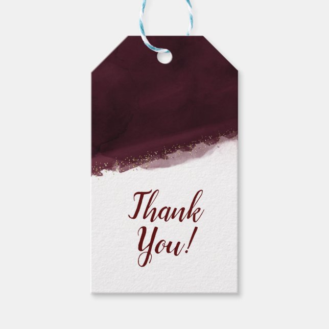 Étiquettes-cadeau Black Cherry Aquarelle Or Moderne Elégant Faveur (Devant)