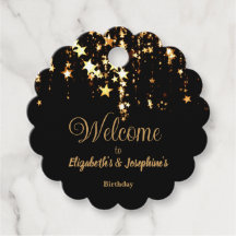 Black élégant et or étoiles double joint anniversa