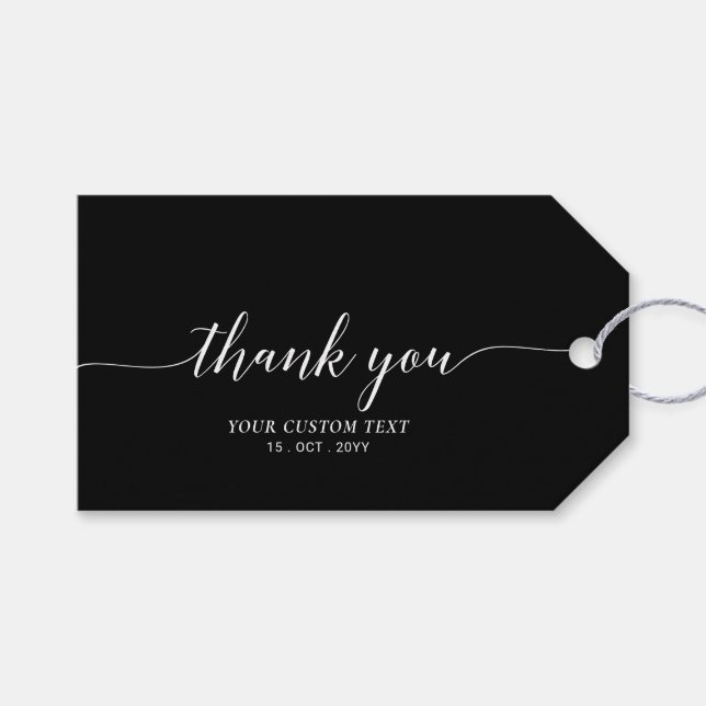 Étiquettes-cadeau Black Elegant Stylish Party Favoriser Merci Cadeau (Devant (Horizontal))