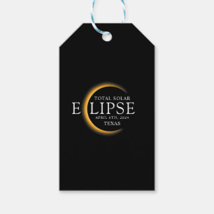 Étiquettes-cadeau Black & Gold 2024 Texas Total Solar Eclipse
