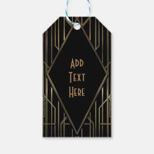 Étiquettes-cadeau Black & Gold 20's Art Déco Gatsby Glam Mariage