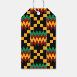 Étiquettes-cadeau Black, Green, Red, et Yellow Kente Cloth