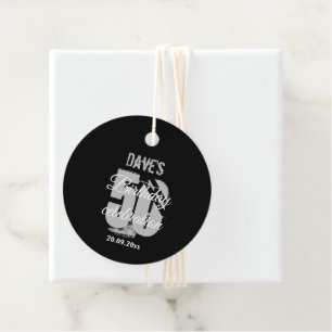 Étiquettes Cadeau Black Grey 50e Fête d'anniversaire Personnalisée