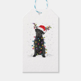Étiquettes-cadeau Black Lab Labrador Christmas Tree Light Pyjama Chi