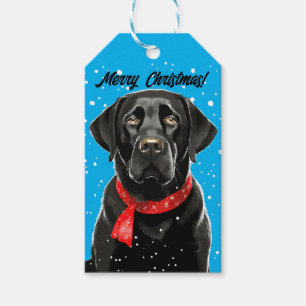 Étiquettes-cadeau Black Lab Merry Christmas Labrador Retriever