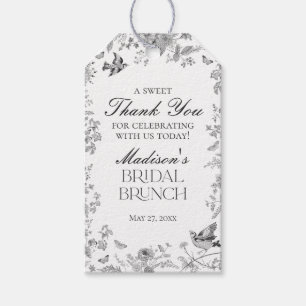 Étiquettes-cadeau Black Toile De Jouy Floral Bridal Brunch Favoriser