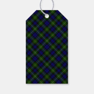 Étiquettes-cadeau Black Watch Tartan bleu vert Plaid