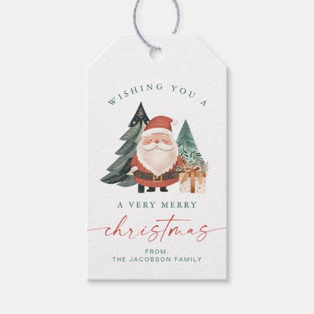 Étiquettes-cadeau BLAIR Scandinavian Santa Christmas Tree Holiday (Devant)