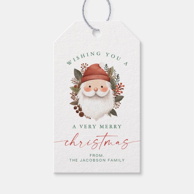 Étiquettes-cadeau BLAIR Scandinavian Santa Face Christmas Holiday (Devant)