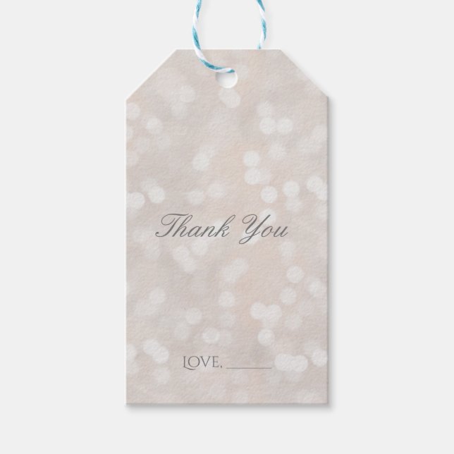Étiquettes-cadeau Blanc Bokeh Moderne Glamor Chic Personnalisé Favor (Devant)