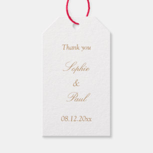 Étiquettes-cadeau Blanc Golden Beige Wedding Favoriser Merci