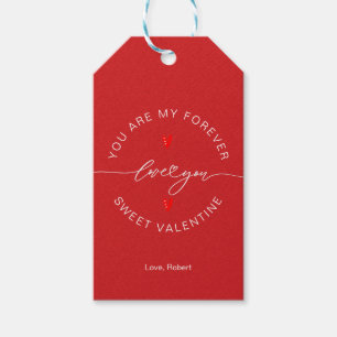 Étiquettes-cadeau Blanc Rouge Simple Minimaliste Aimer Vous Typograp