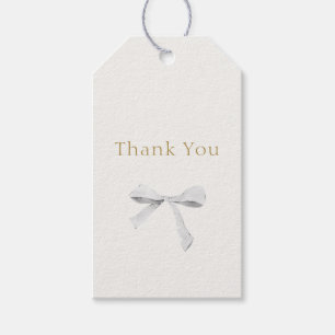 Étiquettes-cadeau Blanc Trendy Blue Ribbon Mariage Merci