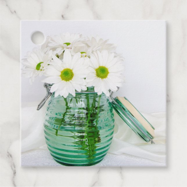 Étiquettes Cadeau Blancs en bleu Jar Vase Mariage (Devant)
