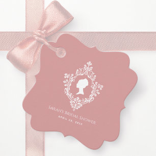 Étiquettes Cadeau Blason de Fête de Fiançailles Régence Rose Poussié