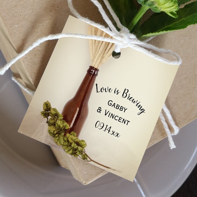 Étiquettes Cadeau Blé et houblon brasserie L'amour brasse Mariage (Créateur téléchargé)