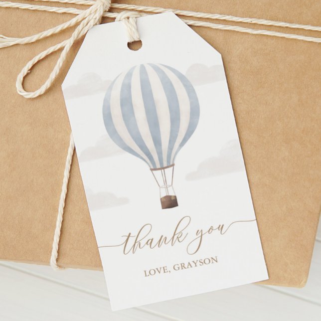 Étiquettes-cadeau Bleu à air chaud anniversaire (Créateur téléchargé)