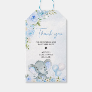 Étiquettes-cadeau Bleu Balloon Floral Elephant Favoriser Tags