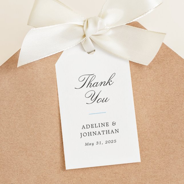 Étiquettes-cadeau Bleu Blanc Élégant Mariage Remerciements (Créateur téléchargé)