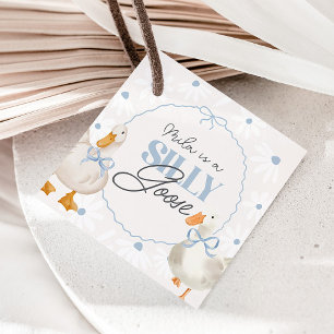 Étiquettes Cadeau Bleu Bow Silly Goose Coquette Anniversaire