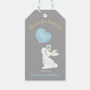 Étiquettes-cadeau Bleu Bunny Merci D'Avoir Hopping Par Baby shower B
