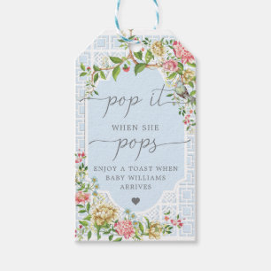 Étiquettes-cadeau Bleu Chinoiserie Pop Quand Elle Pops Favoriser Bal