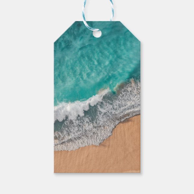 Étiquettes-cadeau Bleu clair Calme Océan Rive Bois Mur Art iPad Ai (Devant)