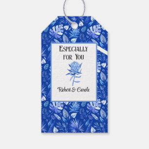 Étiquettes-cadeau Bleu de cobalt sur le Blue Protea Flower Matching