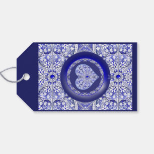 Étiquettes-cadeau Bleu de dentelle en céramique de Grèce