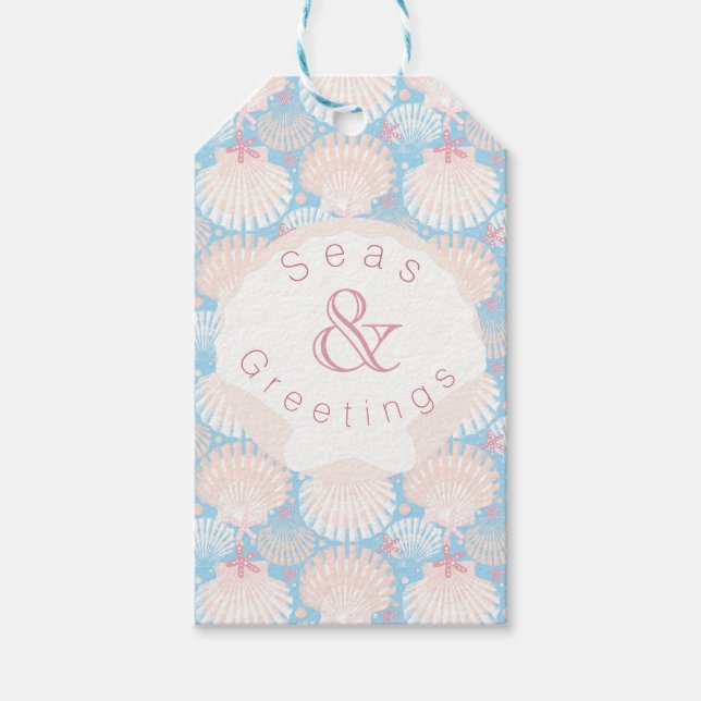 Étiquettes-cadeau Bleu de Noël côtier (Devant)