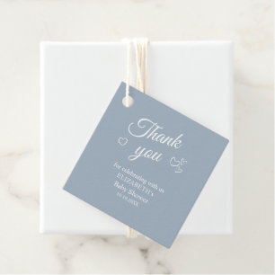 Étiquettes Cadeau Bleu Dusty Baby shower simple Merci Favoriser bali