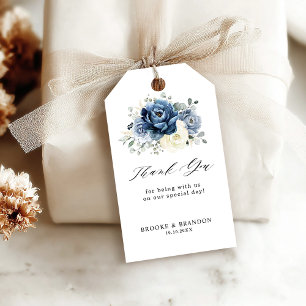 Étiquettes-cadeau Bleu Dusty Champagne Mariage Tags cadeaux