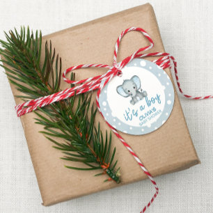 Étiquettes Cadeau Bleu Eléphant mignon C'est un Baby shower garçon