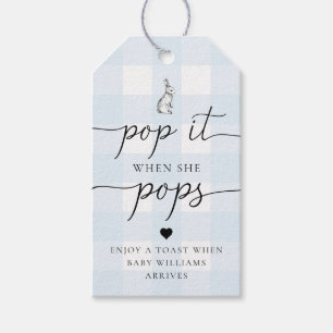 Étiquettes-cadeau Bleu En vichy Lapin Lapin Pop It When She Pops
