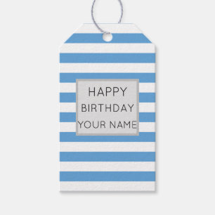 Étiquettes-cadeau Bleu Et Blanc Joyeux Anniversaire