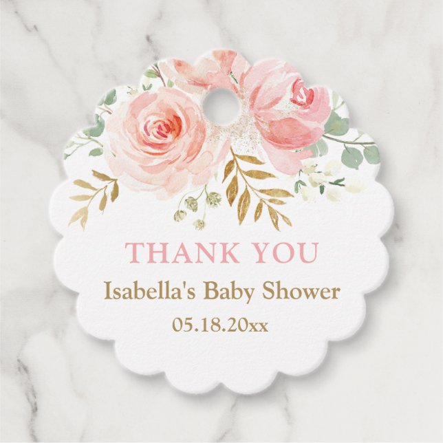 Étiquettes Cadeau Bleu floral Cercle Baby shower Favoriser les étiqu (Devant)