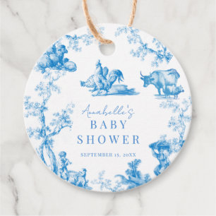 Étiquettes Cadeau Bleu France Pays Ferme Baby shower animal