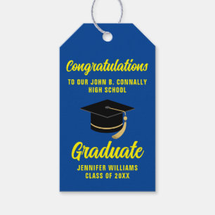 Étiquettes-cadeau Bleu Jaune Graduate Custom 2025 Graduation Party