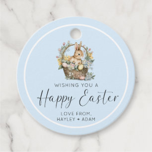 Étiquettes Cadeau Bleu Joyeux lapin de Pâques
