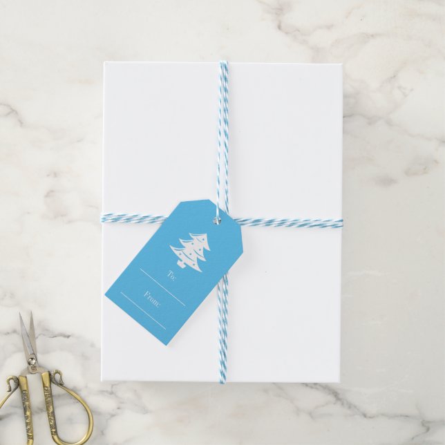 Étiquettes-cadeau Bleu Joyeux Noël à et de vacances vierges (Avec de laficelle)