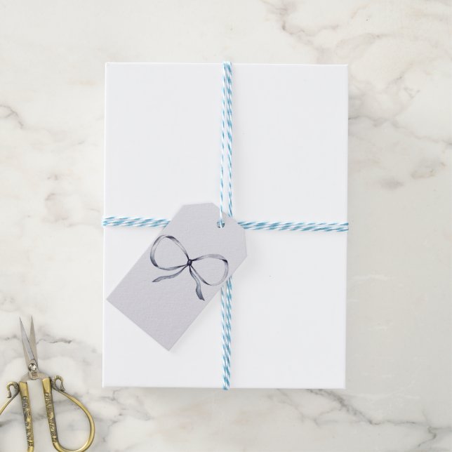 Étiquettes-cadeau Bleu mince Bow (Avec de laficelle)