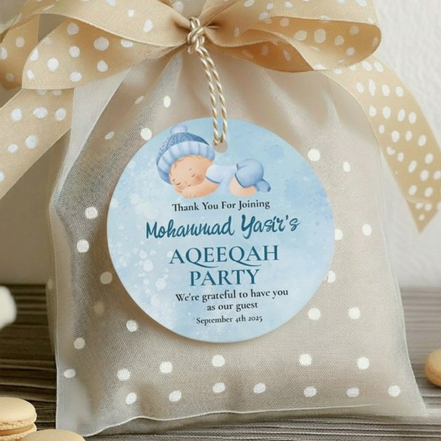 Étiquettes Cadeau Bleu Musulman Nouveau-né Garçon Aqeeqah Favoriser  (Créateur téléchargé)