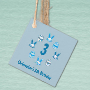 Étiquettes Cadeau Bleu Pâques 3ème anniversaire