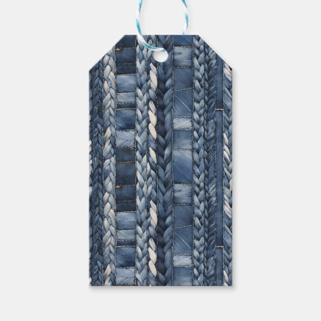 Étiquettes-cadeau Bleu Perdu Et Tressé Jean Denim (Devant)