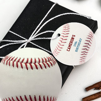 Étiquettes Cadeau Bleu rouge de baseball