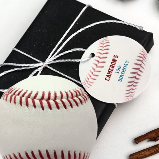 Étiquettes Cadeau Bleu rouge de baseball (Créateur téléchargé)