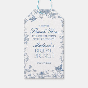Étiquettes-cadeau Bleu Toile De Jouy Bridal Brunch Faveurs