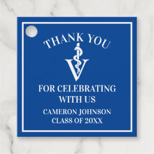 Étiquettes Cadeau Bleu Vétérinaire Fête de Graduation Personnalisée