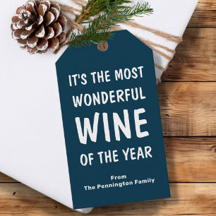 Étiquettes-cadeau Bleu Vin drôle Noël