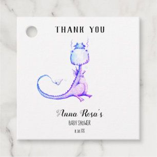 Étiquettes Cadeau * Bleu violet Dragon mignet Baby shower Merci